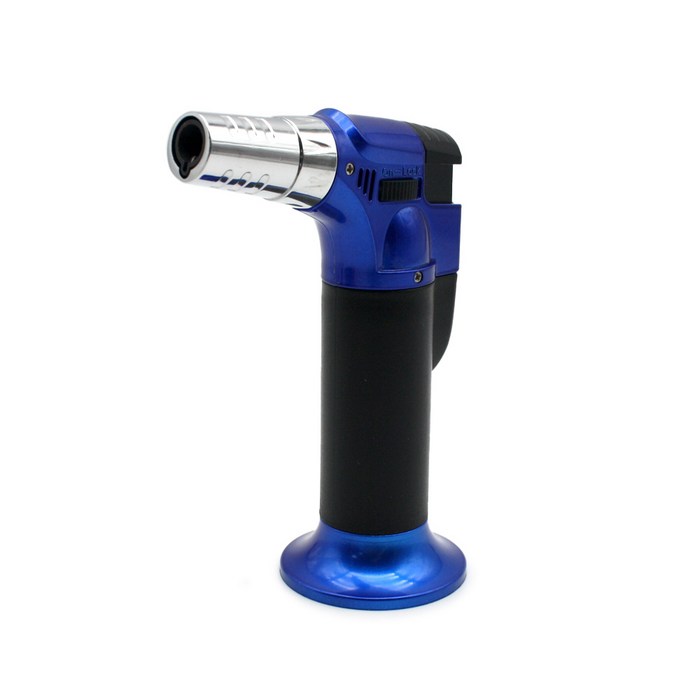 파이어뱃 간편한 휴대용 가스충전식 토치라이터 강약조절 안전레버 터보형 가스점화기, 블루, 1개