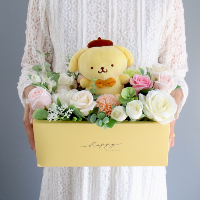 모리앤 폼폼푸린 인형 꽃길옐로박스 선물상자 + 쇼핑백, 옐로우(박스) 대표 이미지 - 1년 선물 추천