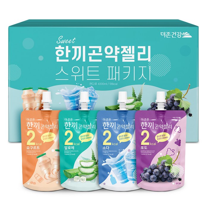 더존건강 한끼곤약젤리 스위트패키지 소다 150ml x 7p + 포도 150ml x 7p + 요구르트 150ml x 7p + 알로에 150ml x 7p 세트, 1세트 대표 이미지 - 곤약젤리 추천