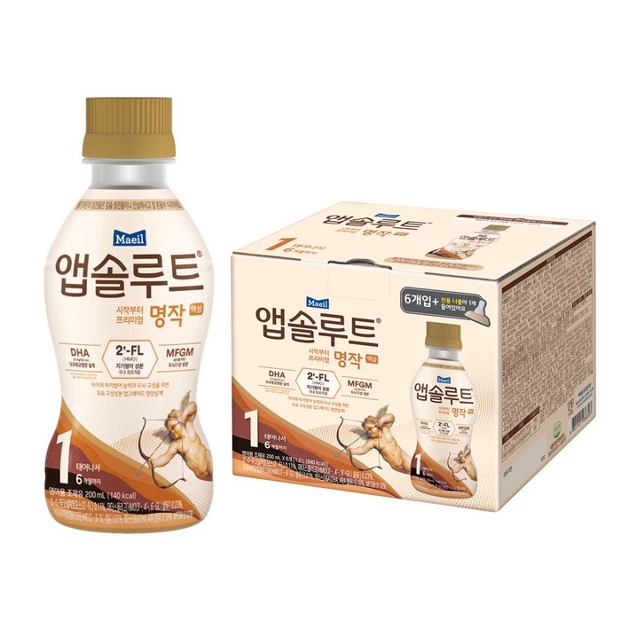 매일유업 앱솔루트 명작 2FL 액상 분유 1단계 200ml x 6p + 니플 세트, 1세트 대표 이미지 - 1단계 분유 추천