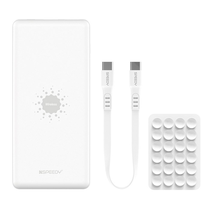 SPEEDY 퓨어 멀티 고속 무선W 보조배터리 10000mAh 플러스 멀티단자, SPE-PA10PQ10, WHITE 대표 이미지 - 무선충전 보조배터리 추천