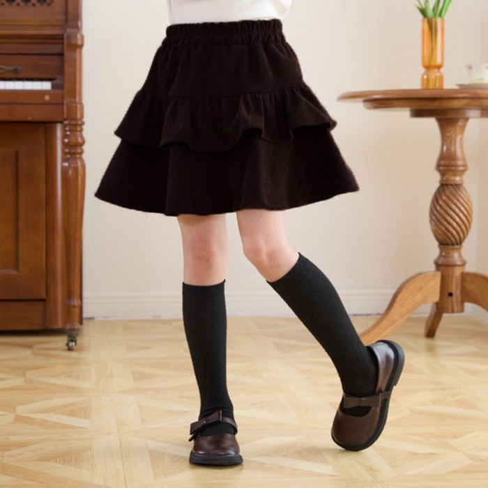 유블리 아동용 고르치 코듀로이 프릴 치마