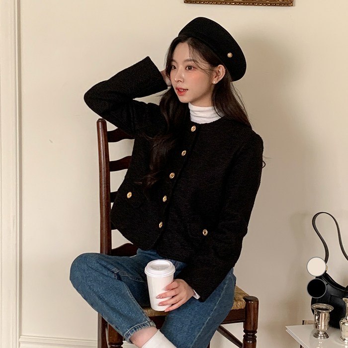 베러스윗 여성용 금장 부클 자켓 대표 이미지 - 여자 울 자켓 추천