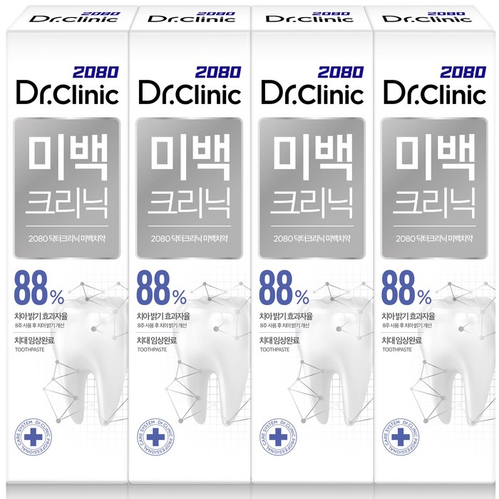 2080 닥터크리닉 미백크리닉 치약, 120g, 4개 대표 이미지 - 2080 치약 추천