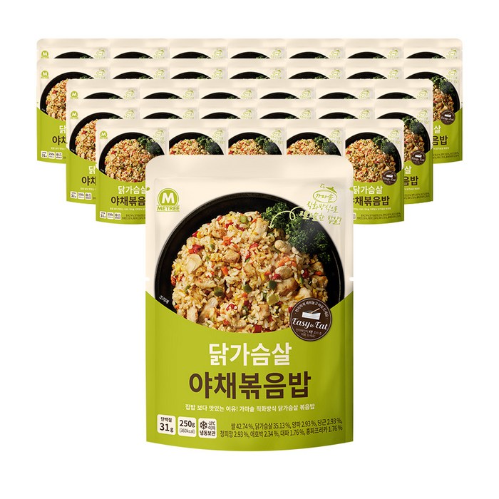 미트리 닭가슴살 볶음밥 스탠딩 야채 250g, 닭가슴살 볶음밥 스탠딩 야채 250g 32팩 대표 이미지 - 게살 볶음밥 추천