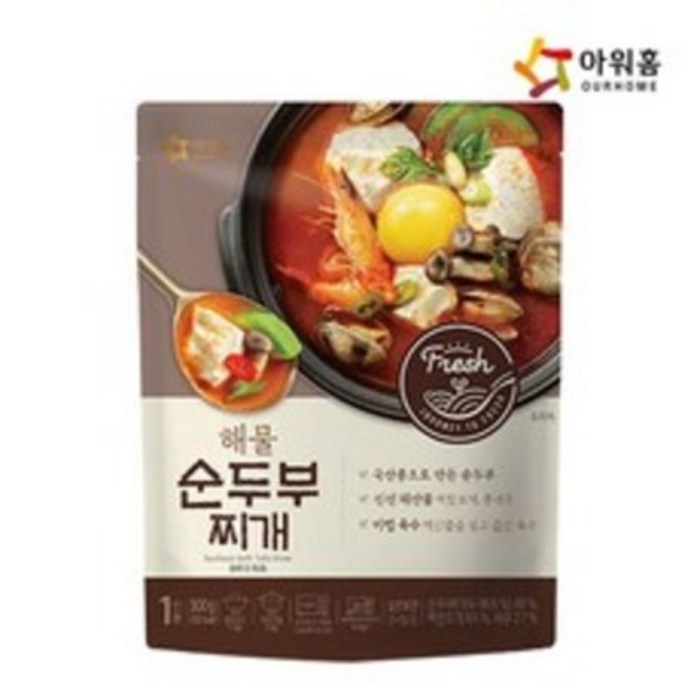 아워홈 해물 순두부찌개, 300g, 5개 대표 이미지 - 순두부찌개 추천