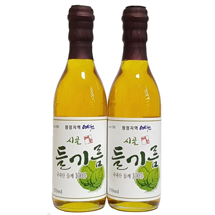 [예천들기름] 국산 350ml x 2병 (저온으로 살짝 볶은 건강한 들기름), 2개 대표 이미지 - 들기름 추천