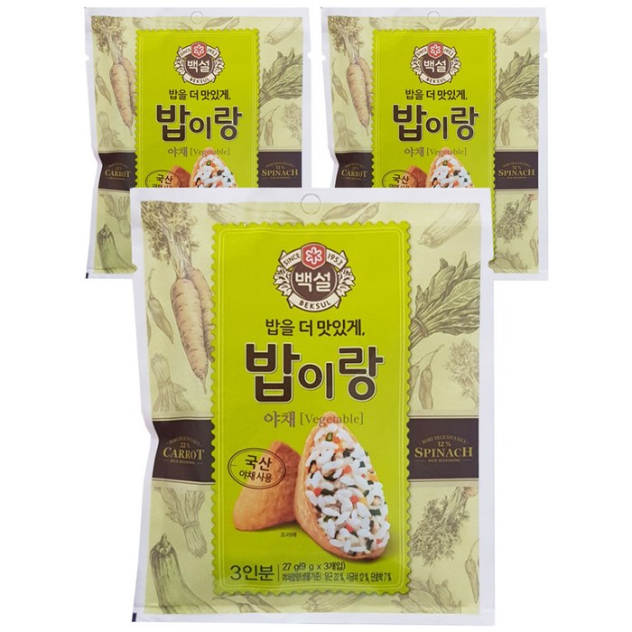 백설 밥이랑 야채, 27g, 3개 대표 이미지 - 밥 양념 추천