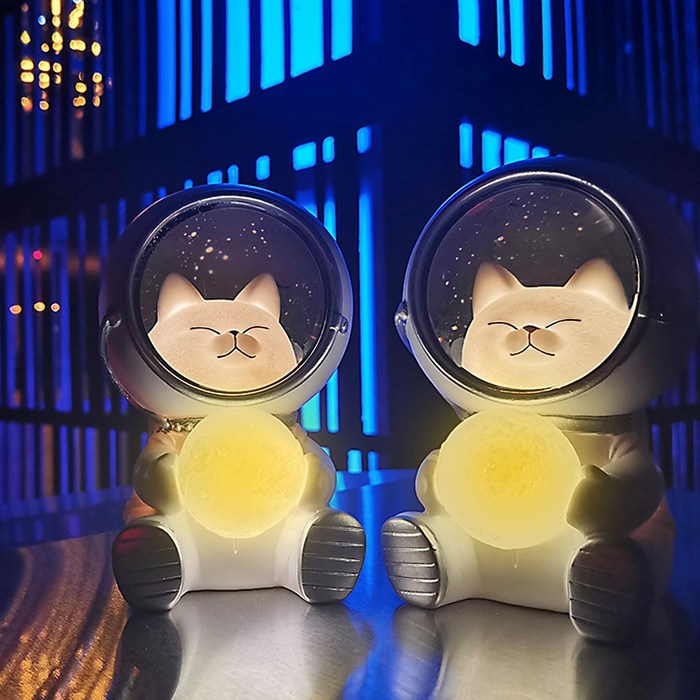 비행사 우주곰 우주냥 비행사 LED 미니 무드등, 우주곰 1개 대표 이미지 - 우주 무드등 추천