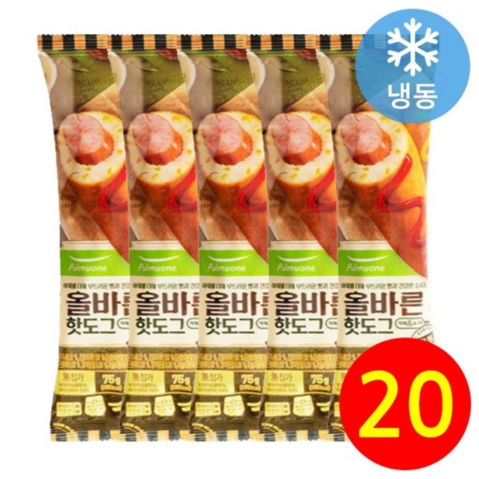 풀무원 올바른 핫도그, 75g, 20개 대표 이미지 - 모짜렐라 핫도그 추천