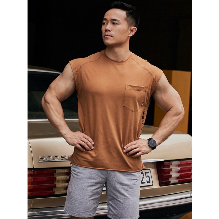 남자러닝 AlphaGym프린팅 반소매 베스트 여름 포켓 하드코어 커보이는 훈련 헬스 스커트운동 반팔 대표 이미지 - 하드코어 속옷 추천