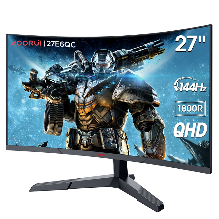 KOORUI 1800R 커브드 QHD 리얼 144Hz/MPRT 1ms 게이밍 모니터 27E6QC 블랙 [초광시야각/전용게임시스템 탑재] 대표 이미지 - QHD 모니터 추천