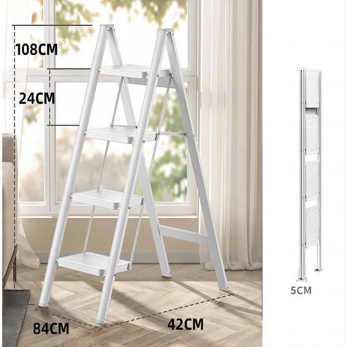 아미성 가정용 접이식 사다리, 화이트4단 대표 이미지 - 사다리 추천