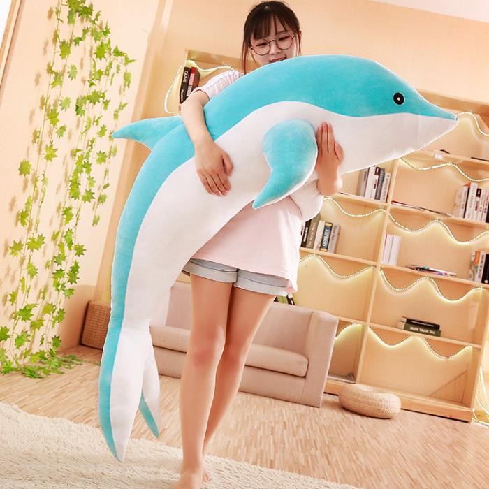 GLINWO 여자친구 선물 동물 인형 돌고래 대형 쿠션 2color 30-160cm, 핑크, 30cm