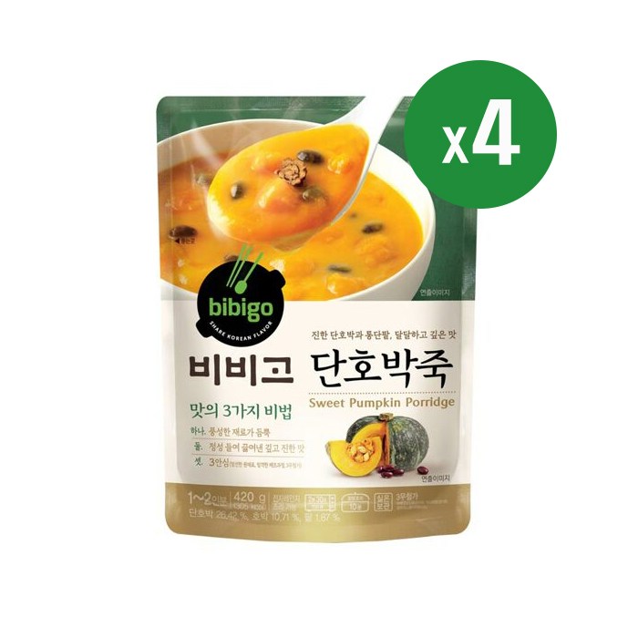 비비고 단호박죽, 420g, 4개 대표 이미지 - 호박죽 맛있는 거 추천