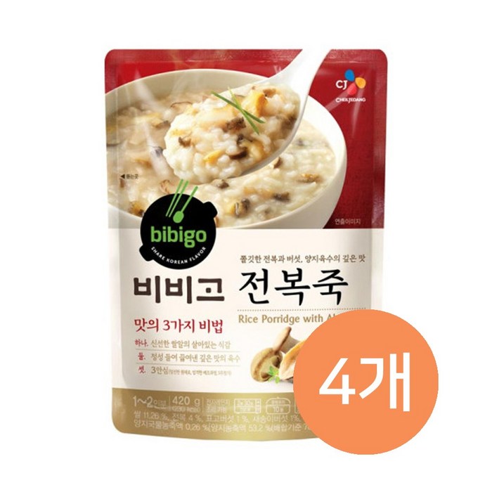 비비고 전복죽, 420g, 4개 대표 이미지 - 간편죽 추천