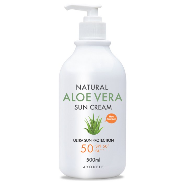 아요델 내추럴 알로에베라 선크림 SPF50+ PA+++, 500ml, 1개 대표 이미지 - SPF50+ 선크림 추천