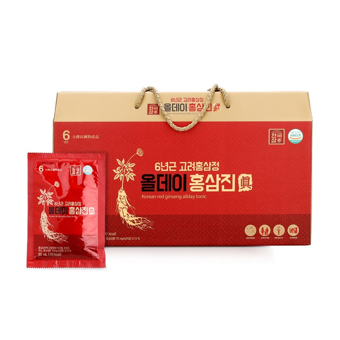 한국삼 6년근 고려홍삼정 올데이 홍삼진 50ml 30포 / 홍삼 선물세트, 1.5L, 1개 대표 이미지 - 추석 선물 세트 추천