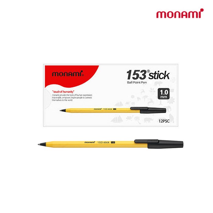 모나미 153 스틱 유성볼펜 1.0mm x 12p, 흑색, 1개 대표 이미지 - 모나미 추천