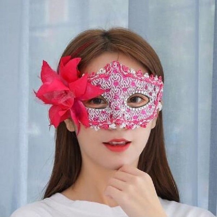 할로윈데이 소품 레이스 안대 베일 로맨스 가면 여성 반 얼굴 하객 파티 블랙, 용문 추가 꽃과 장미 레드 대표 이미지 - 레이스 가면 추천