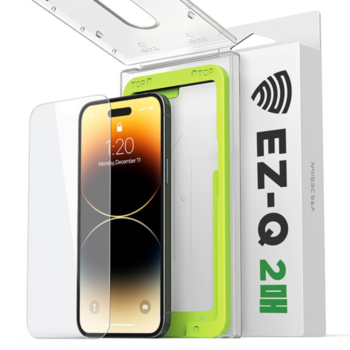 베루스 EZ-Q Guard 더스트프리 간편부착 지문방지 방탄 풀커버 강화유리 액정보호필름 2매 + 간편부착키트 1세트, 강화유리 필름 2매 + 간편부착키트 1개 대표 이미지 - 아이폰 14 강화유리 추천