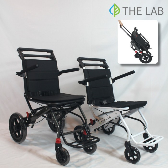 여행용휠체어 휴대용 경량 접이식 가정용 소형 초경량 휠체어 7kg 더랩, 경량형+휠체어방석, 1개 대표 이미지 - 전동휠체어 추천