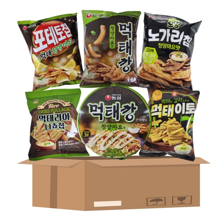 [신상먹태라면+과자세트] 먹태포테토칩+먹태깡+노가리칩+먹태리아나쵸칩+먹태깡큰사발면+먹태이토 대표 이미지 - 먹태 과자 추천