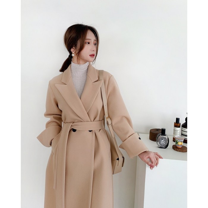 라우드 윈터데이 벨트 스트랩 롱 더블코트 4499  루즈핏 오버핏 모직 겨울 울코트