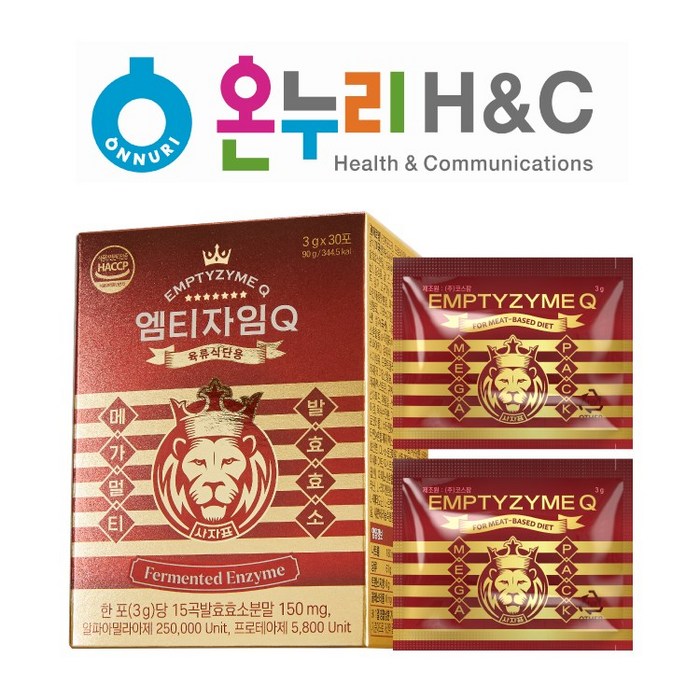 엠티자임Q 초월 효소 소화 곡물 발효 육류식단용 3g x 30포, 1개 대표 이미지 - 곡물 효소 추천