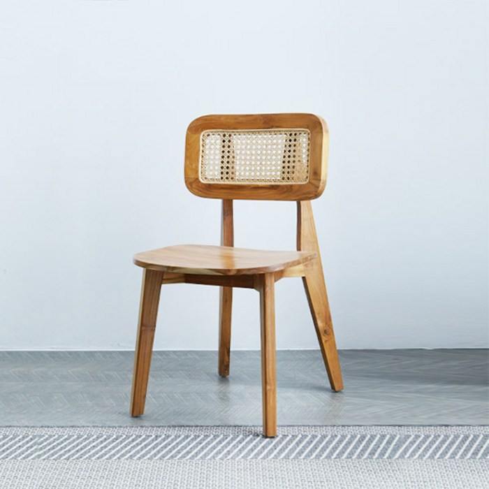 [베스트리빙] 만델링 라탄 의자 원목의자1개, 사각형