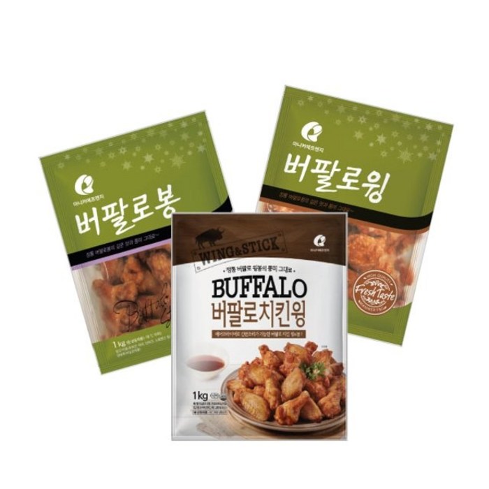 마니커 버팔로 3종(윙/봉/치킨윙) 골라담기, 버팔로치킨윙1kg+버팔로윙1kg, 기타 대표 이미지 - 윙봉 추천