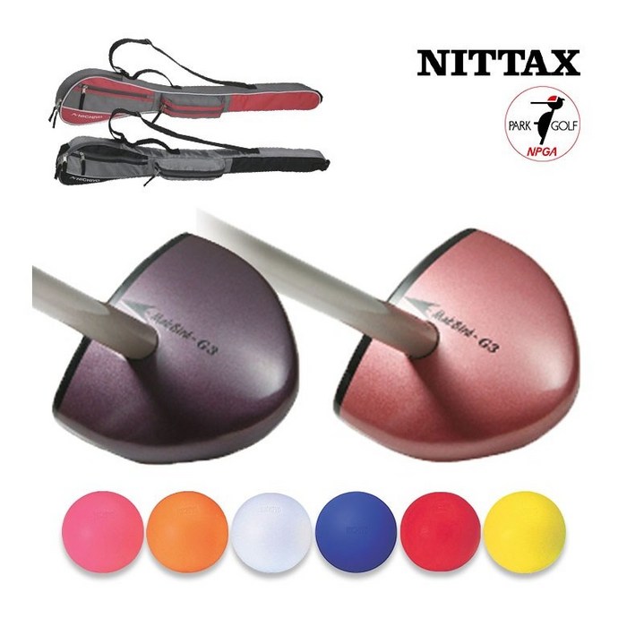 NITTAX 니탁스 파크골프세트 골프클럽 파크골프채 일본정품, 마크버드 G3 와인레드(3종세트) 대표 이미지 - 입문용 골프채 추천