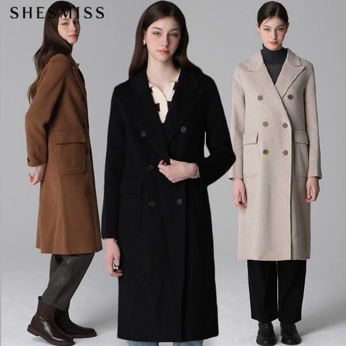 쉬즈미스 울 더블버튼 핸드메이드 코트  택가격 568000원