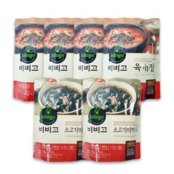 비비고 육개장 500g*4+쇠고기미역국 500g*2 대표 이미지 - 비비고 국 추천