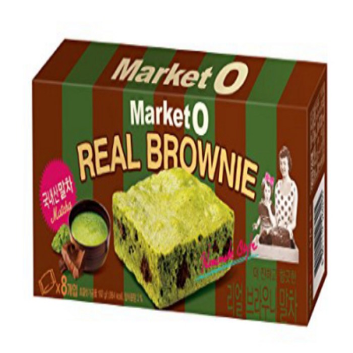 Market O Real Brownie Matcha Green Tea Flavor 192g (24g x 8 cookie) Korea Snack Cookies 마켓 오 리얼 브라우니, 1