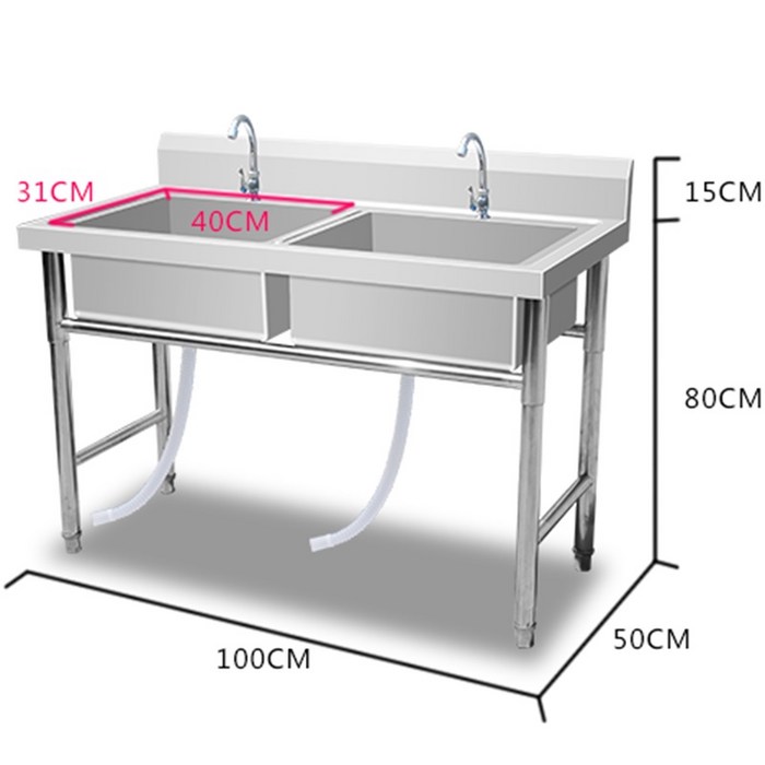 싱크대 스테인레스 페달 소독 세면대 한겹두겹 차고 식품 공장 세숫대야 대형, T12-직사각형 100넓이 50높이 80통굽 1.0 대표 이미지 - 싱크대 페달 추천