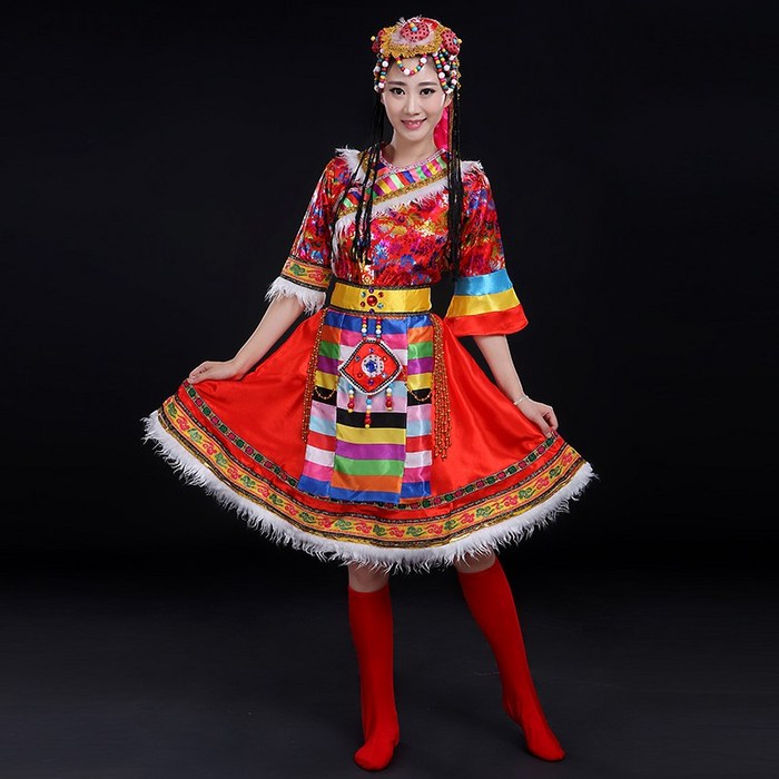 클릭커머스4 티베트족 댄스 가운 에스닉 무도복 룩 지베트 몽골복 여성의류 옷 광장 춤