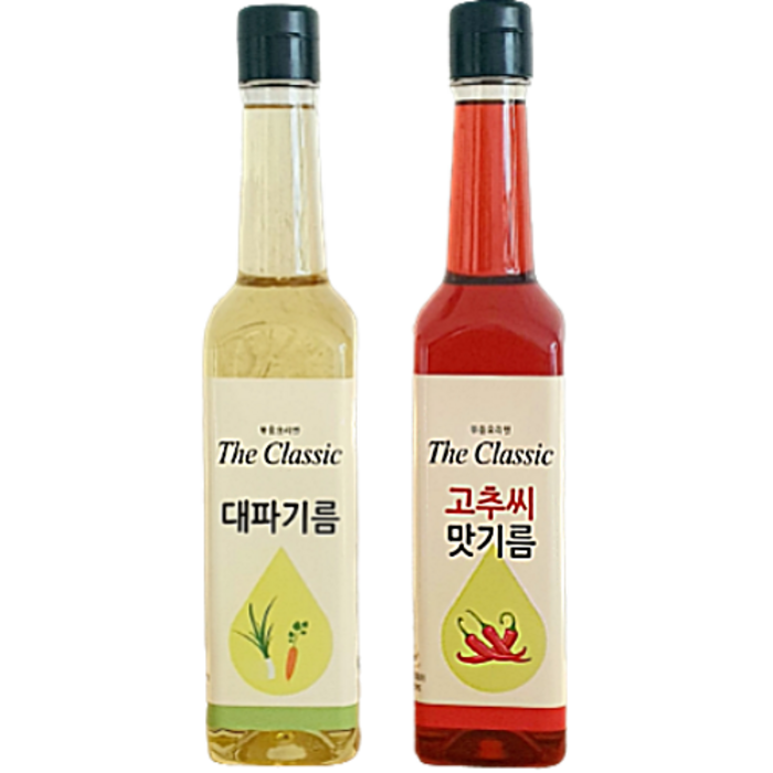 클래식 파기름 500ml + 고추기름 500ml 당일발송(평일14:00까지) 국산 대파 고추 고추씨 사용, 1세트 대표 이미지 - 고추기름 추천