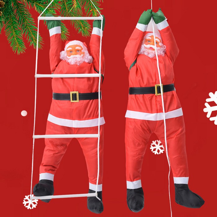90cm 크리스마스 산타클로스 사다리 타는 산타할아버지 장식품 로프 대형 산타 인형, 90cm 1인