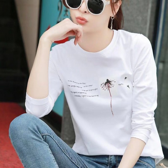 VVRR 여성 긴팔 티셔츠 봄 가을 내추럴 데일리룩 캐주얼 루즈핏 패션 면티 A0010704