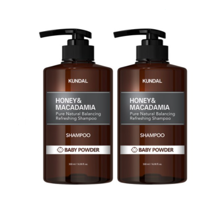 쿤달 허니 앤 마카다미아 네이처 샴푸 베이비파우더향, 500ml, 2개 대표 이미지 - 건성샴푸 추천