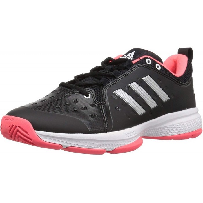adidas 남성용 바리케이드 클래식 바운스 테니스 신발 블랙 / 매트 실버 / 플래시 레드 11.5 M US
