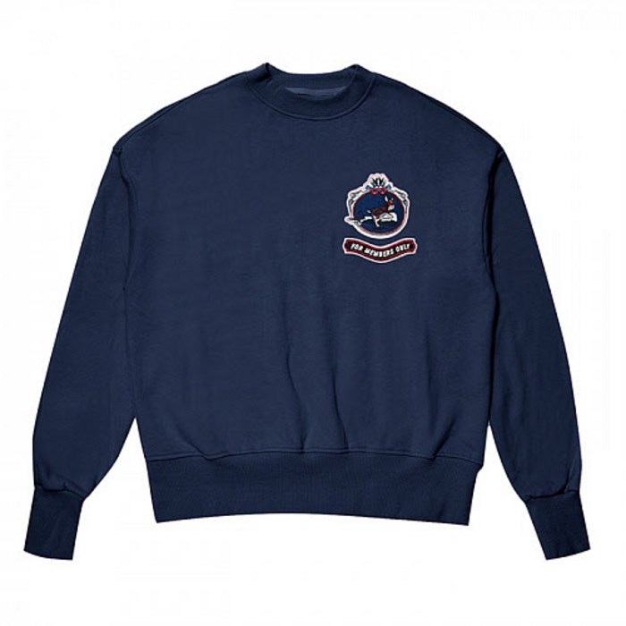 비욘드클로젯 BROMANCE WAPPEN STICH SWEAT SHIRT NAVY 대표 이미지 - 비욘드클로젯 맨투맨 추천