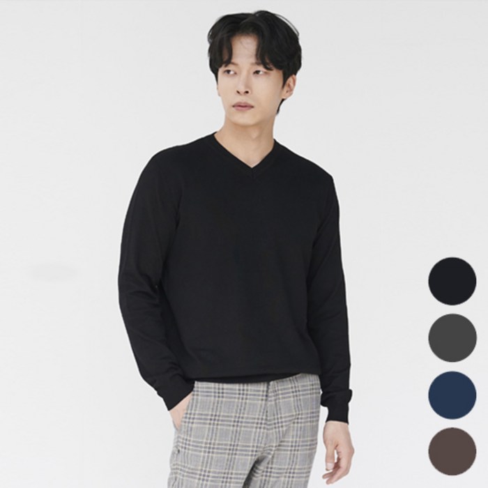 By파크랜드 엔디프 소프트 카라멜 브이넥 스웨터 4종 택1.GWV21431-4 대표 이미지 - 남자 여름 니트 추천