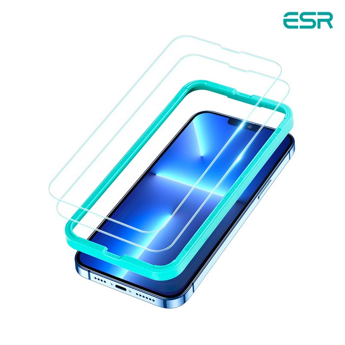ESR 아이폰13 Pro Max 가이드 풀커버 강화유리 2팩, 강화유리 2팩 EB972 대표 이미지 - 아이폰 13 강화유리 추천