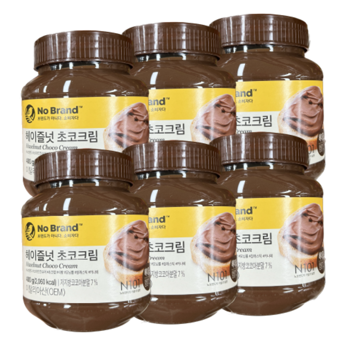 노브랜드 헤이즐넛 초코 크림 잼 400gx3, 6개, 400g 대표 이미지 - 초코잼 추천