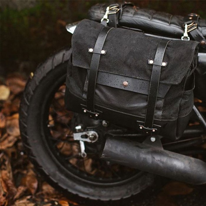 MUCHUAN 레트로 사이드 슬링 오토바이 바이크 방수 다용도 크로스 백 가방 클래식 캔버스, 블랙