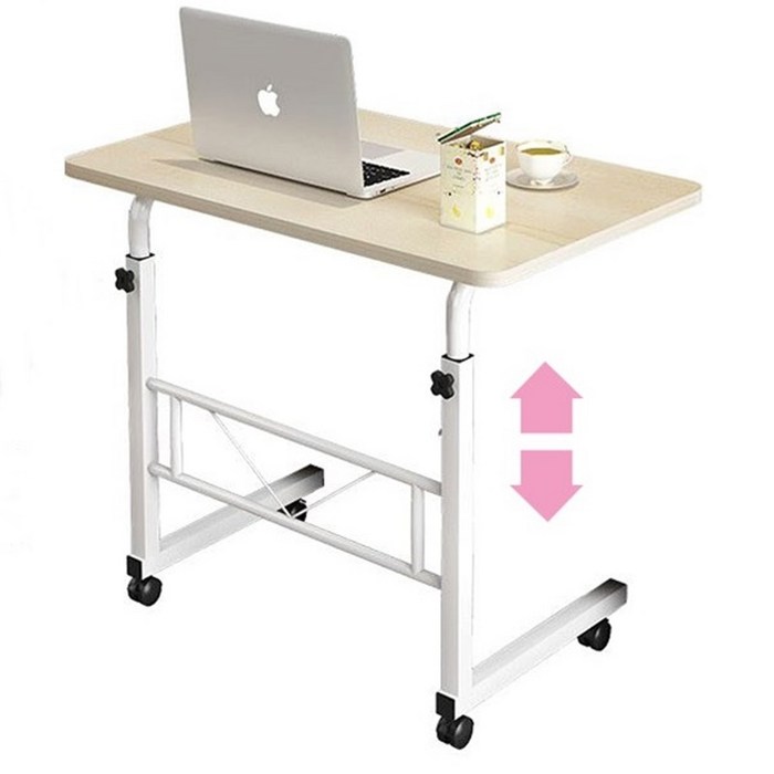 높이조절 책상 각도조절 원룸 길이조절 사이드 노트북 테이블, 브라운 (중)