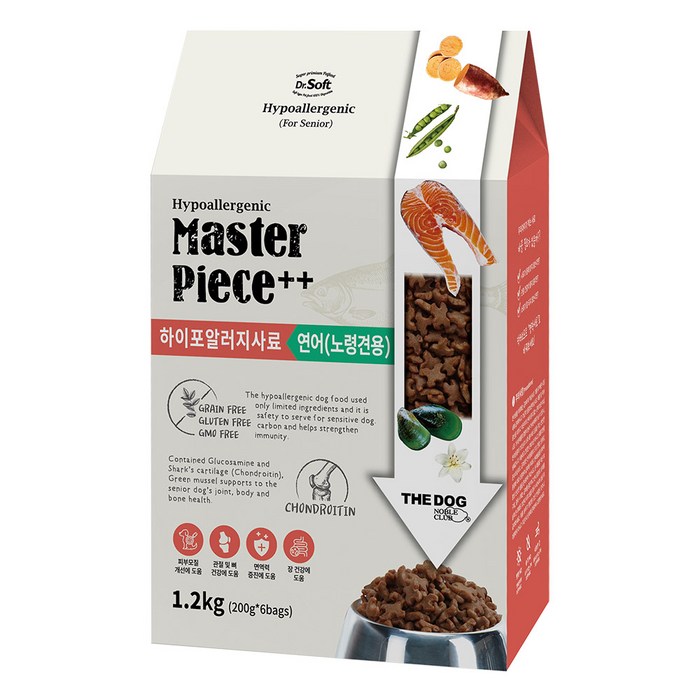 더독 노령견용 닥터소프트 명작 하이퍼 알러지 습식 사료, 연어, 1.2kg 대표 이미지 - 강아지 연어 추천