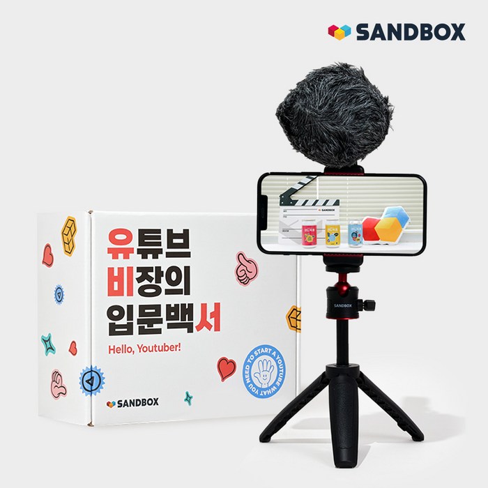 샌드박스 유비서 유튜브 틱톡 촬영 장비 세트 (스마트폰 삼각대 셀카봉+마이크+링조명[옵션추가상품]), 4종 스타트형(삼각대+마운트+마이크+노트), 선택안함 대표 이미지 - 방송 장비 추천